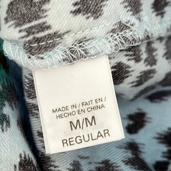 Victoria’s Secret Pajama Top Size M Animal Print Blue Gray Cotton Button Front - Picture 7 of 10